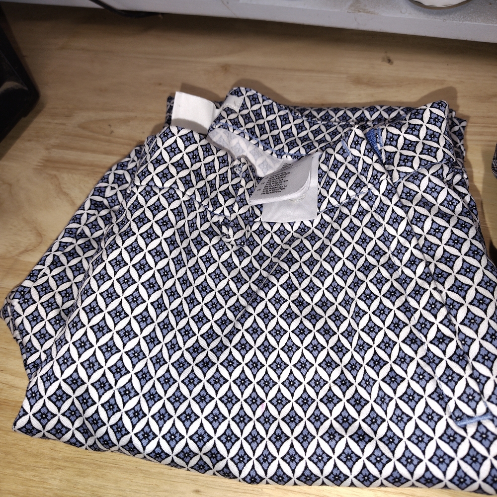 Stylish Women's Blue and White Patterned Capris